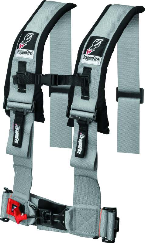 Polaris UTV Seat Belt Harness - DragonFire Racing - H-Style, 4-Point, 3 in. Buckle - Grey - `15-`19